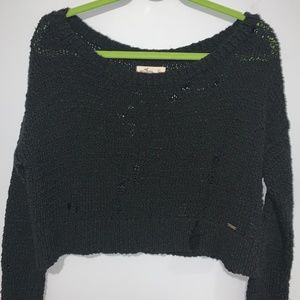 HOLLISTER CO. Black distressed look crop sweater